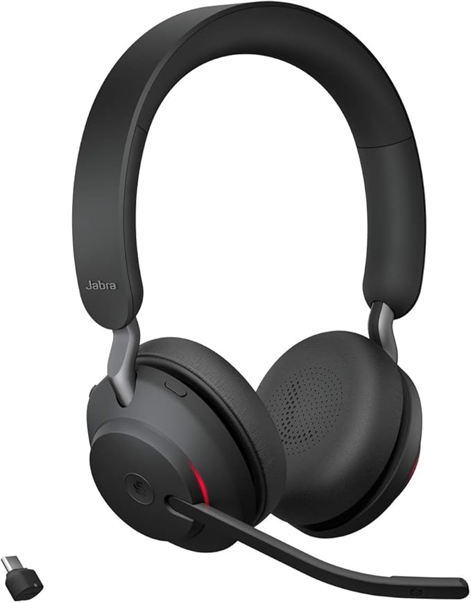 Jabra Evolve2 65 Wireless PC Headset - Microsoft Teams Certified Noise Cancelling Audio Headset with Long Life Battery - USB-C Bluetooth Adapter - Black - Image 1