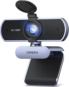 UGREEN Webcam Full HD 1080P 30FPS Camera USB PC Fixed Focus Two Micro 360 Degree Rotation Plug Play Windows MacOS Linux Youtube Streaming Skype Video Call Zoom Video Conferencing (Gray) - Image 1