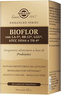 Solgar Bioflor, Complément Probiotique, 60 Capsules végétales, Lactobacillus acidophilus, Bifidobacterium lactis, Sans gluten, Équilibre de la flore intestinale - Image 1