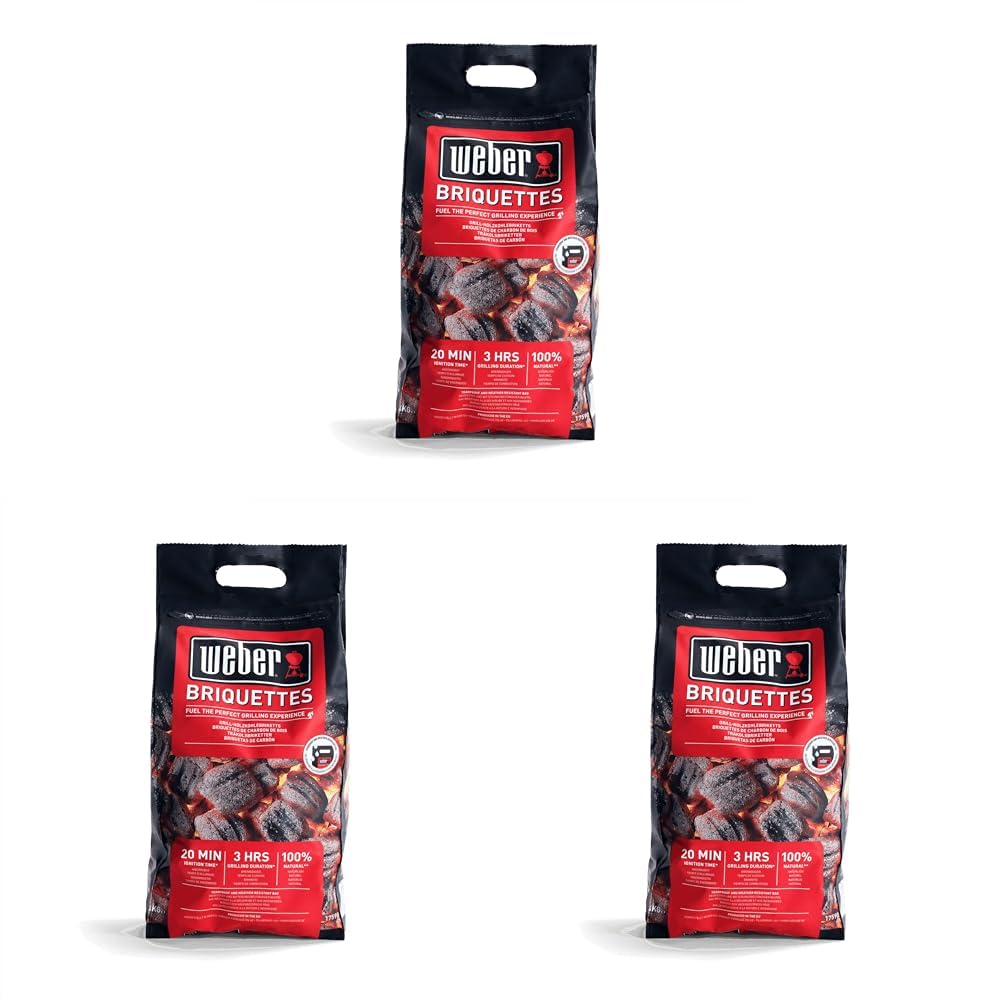 Weber 17590168 Charcoal Briquettes – 4 kg Bag – Charcoal for Weber Barbecues – BBQ Fuel – Premium Quality, Easy to Ignite, Long-Lasting – 100% Natural, Based on Wood Waste - Image 1