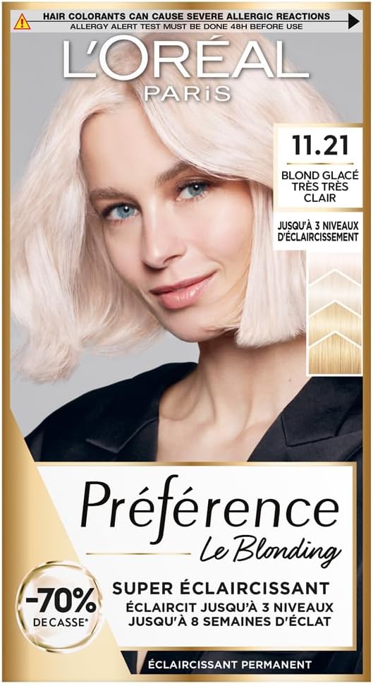 L’ORÉAL PARIS - Coloration Cheveux Permanente - Longue Durée & Lumineuse - Couvre 100% des Cheveux Blancs - Préférence - Nuance : Moscou (11.21), Blond Glacé Très Très Clair - Image 1