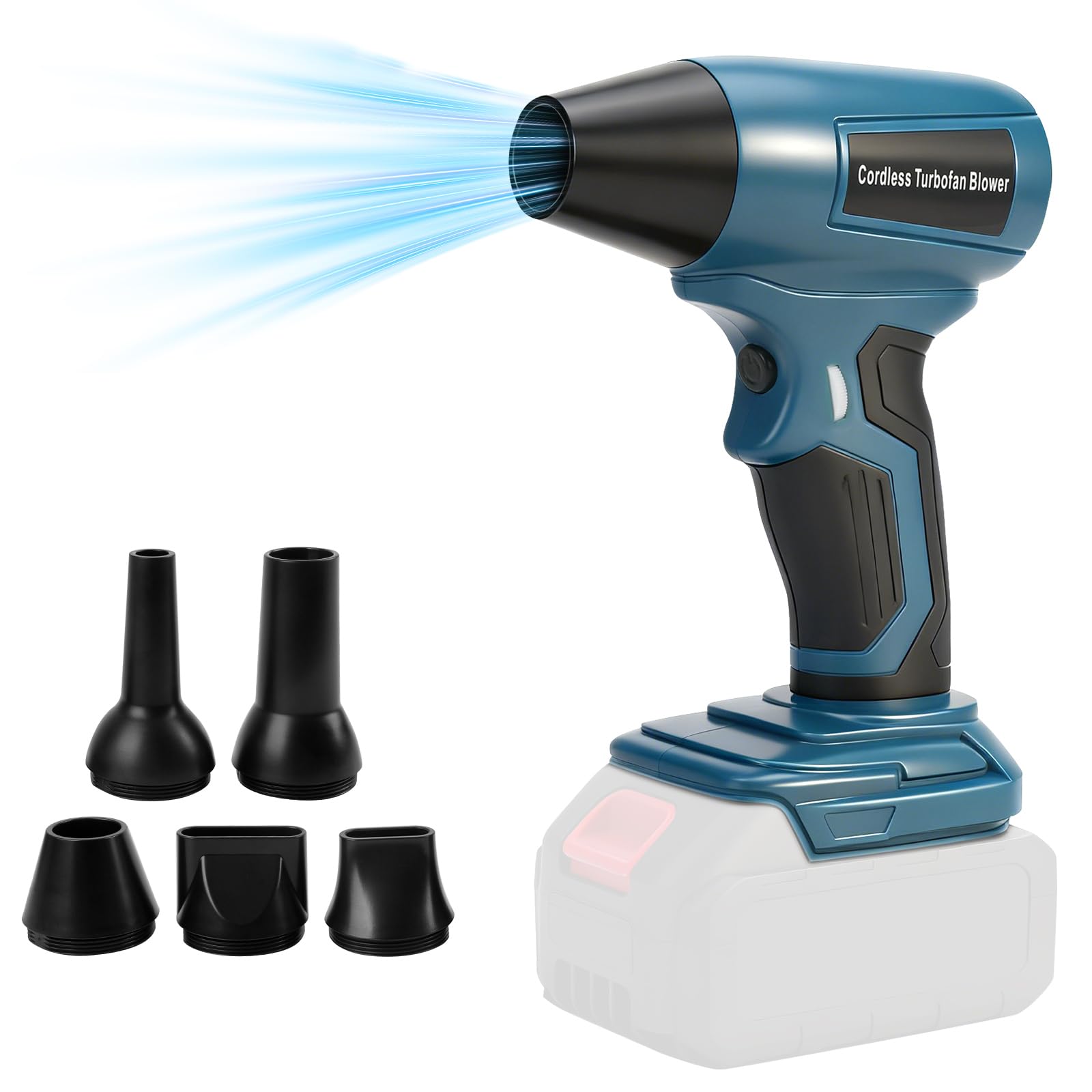 Cordless Leaf Blower for Makita 18V, Portable Brushless Dust Cleaner, 130,000 RPM Adjustable Speed and 5 Nozzles for Patio Bedroom Home (No Battery) - Image 1
