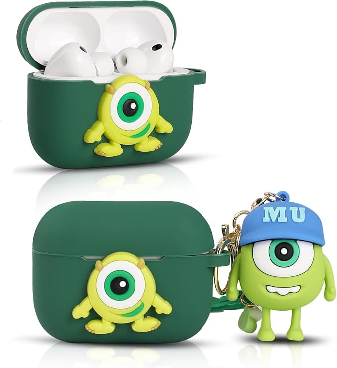 Slim Protective Silicone Case Compatible with Apple Airpods Pro 3 with Doll Keychain (Mike) - Image 1