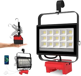 Projecteur LED Rechargeable pour Milwaukee 18V Batterie,60W 4500LM Projecteur LED Chantier Portable, Lampe LED avec Charge Type C & USB pour Camping, Chantier, Garage, Atelier(Sans Batterie) - Image 1