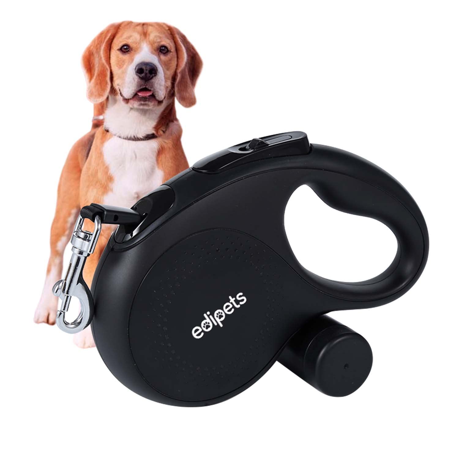 Edipets, Retractable Retractable Dog Lead, 5 and 8 Metres, Flexible Training and Walking Lead, for Small, Medium and Large Dogs (Black, 5 Metres) - Image 1