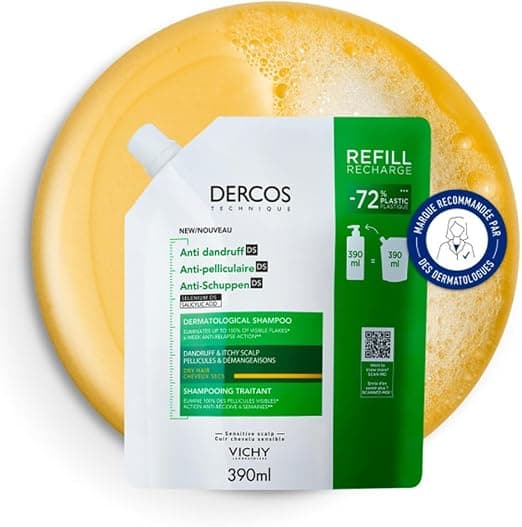 Vichy, Dercos, DS Anti-Dandruff Shampoo, Dandruff & Itching, Dry Hair, Eco-refill, 390 ml