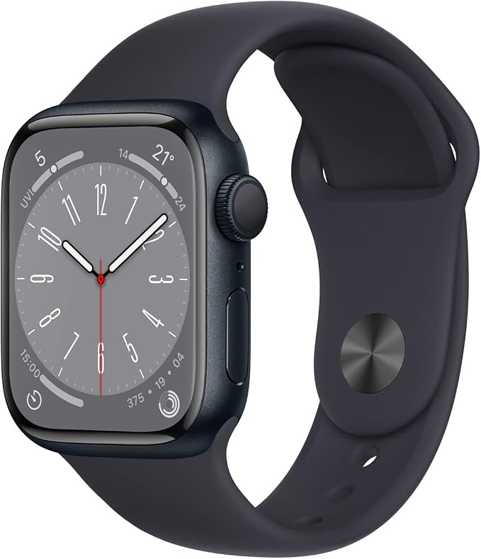 Apple Watch Series 8 (GPS, 41MM) Midnight Aluminum Case with Midnight Sport Strap (Refurbished) - Image 1
