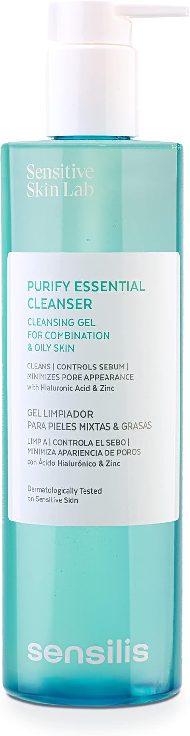 Sensilis - Purify Essential Cleanser, Cleansing Gel for combination and oily skin with hyaluronic acid and zinc - 400 ml - Image 1