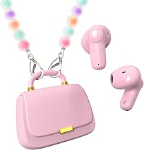 Écouteurs sans Fil Bluetooth True Wireless Earbuds, Design élégant, étui de Chargement sans Fil, écouteurs Intra-Auriculaires, Microphone intégré, Compatible avec Apple et Android (Rose/Arc-en-Ciel) - Image 1