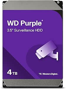 Western Digital - WD Purple 4TB - Internal Hard Drive for CCTV with Allframe 4K™ Technology - 3.5" SATA 6Gb/s, 180TB/year, 64MB Cache, 5400rpm - WD40PURZ - Image 1