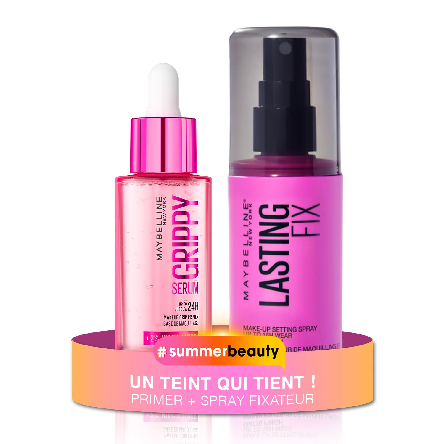 Long-Lasting Duo – Maybelline New York – Grippy Serum Base + Lasting Fix Fixing Spray – Plumped Skin & Long-Lasting Makeup - Image 1