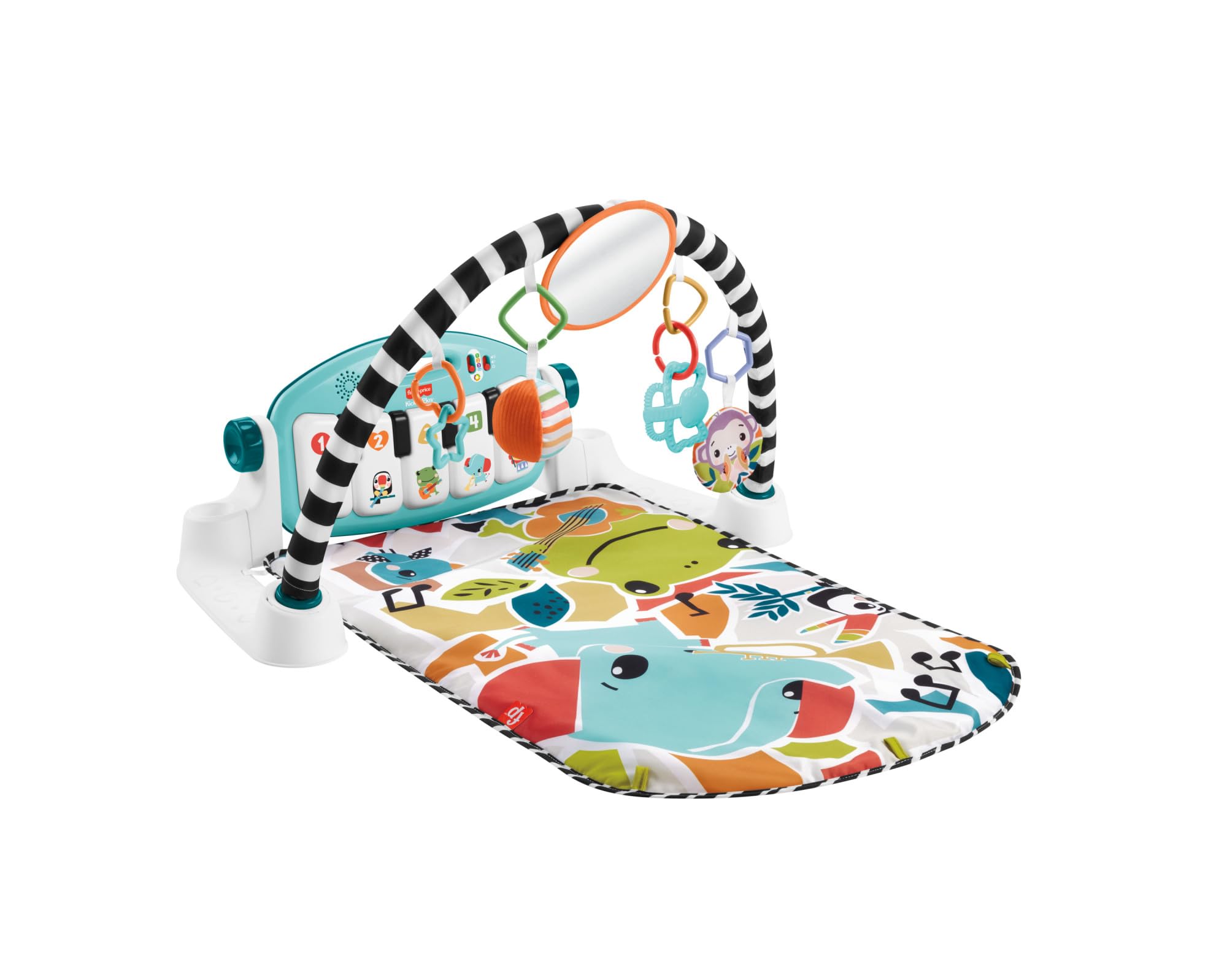 Fisher-Price Tapis Piano Éveil Musical Et Lumineux Bleu, Transportable, 4 Modes De Jeu Éveil Progressif, Version Française, Jouet Enfant, Dès La Naissance, HWY56 - Image 1