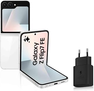 Samsung Galaxy Z Flip7 FE, Smartphone Android 5G avec Galaxy AI, 128 Go, Chargeur Secteur Rapide 25W Inclus, Smartphone déverrouillé, Blanc, Version FR - Image 1