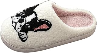 Novelty French Bulldog Slippers Europe United States Pet Embroidery For Men Women Home Winter Wool Cozy Slippers - Image 1