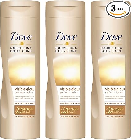 3x Dove selbstbräunende und pflegende Bodylotion für helle normal Haut je 250 ml - Image 1