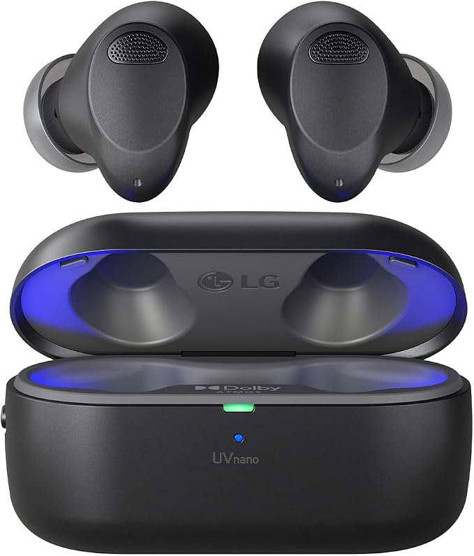 LG Tone Free T90S In-Ear Bluetooth Headphones with Dolby Atmos, MEDIRIAN Technology, ANC (Active Noise Reduction), UVnano+, Black - Image 1