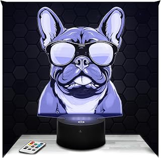 Lampephoto.fr - 3D Bulldog Dog Pet Rodent Animal Night Light Touch LED Hologram Effect 3D Hologram Effect Christmas Birthday Gift Idea Boy or Girl Bedroom Decoration - Image 1
