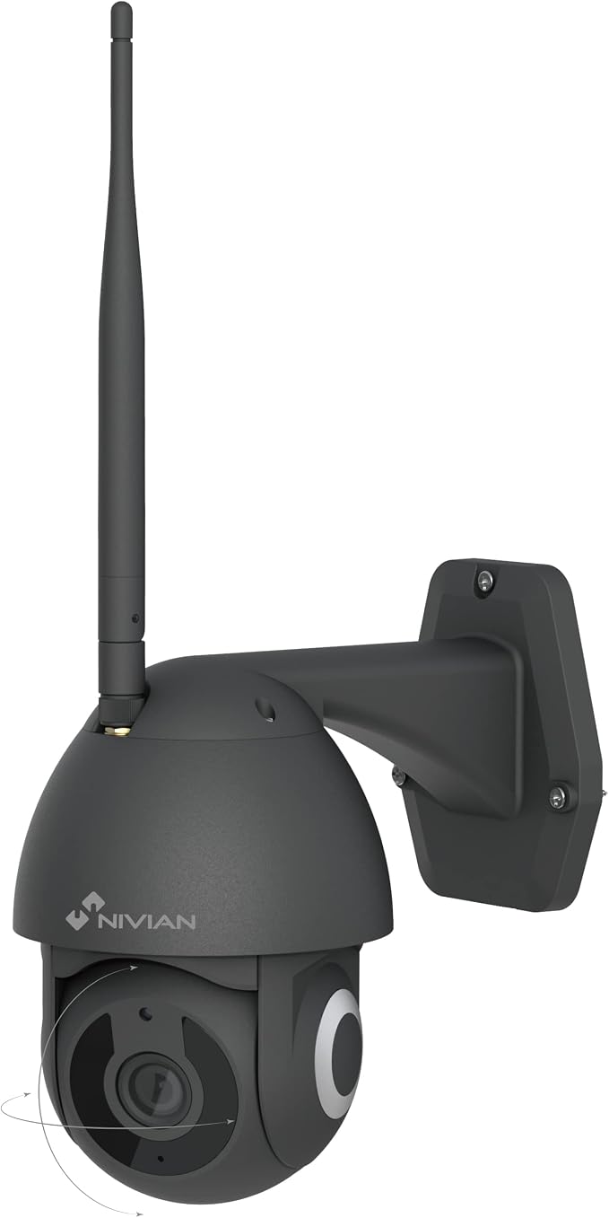 NIVIAN -2.4GHz WiFi PTZ Camera-2K-360° Remote Motion Autotracking and Human Detection - 10m Night Vision Compatible with Alexa and Google Home-Black - Image 1