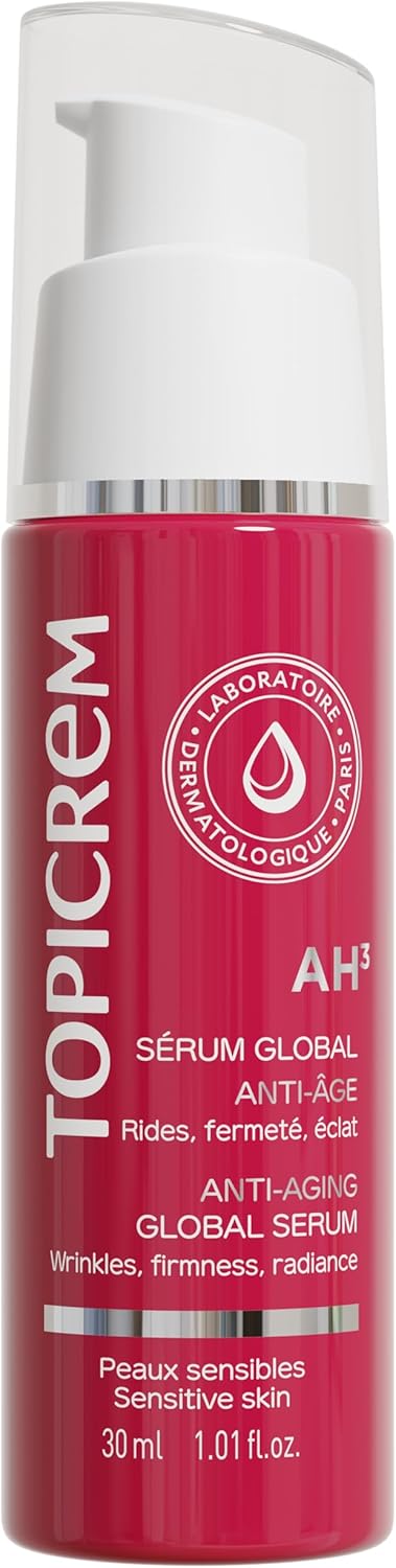 Topicrem - AH3 Global Anti-Aging Serum - Anti-Wrinkle, Firmness and Radiance Face Care, Moisturizes 24h - Adult Sensitive Skin - Hyaluronic Acid Serum, Vitamins C & E & Dipeptide - 30ml - Image 1