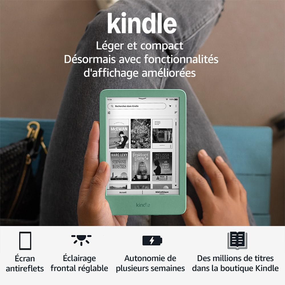 New Amazon Kindle (16 GB) – Lightest and most compact Kindle with glare-free display, faster page turns, adjustable front light and long battery life – With Ads – Matcha - Image 1