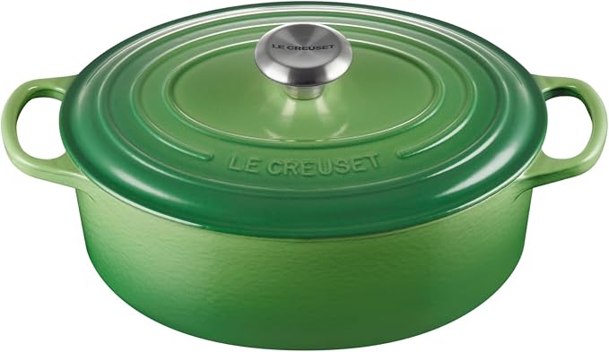 Le Creuset Signature 21178274082430 Cast Iron Casserole Dish Oval with Lid, Diameter 27 cm, Suitable for All Hobs and Induction 4.1 L, 4.4 kg, Bamboo - Image 1