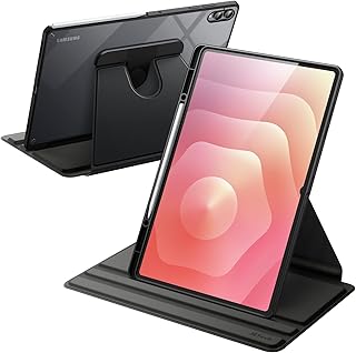 JETech Coque Rotatif pour Samsung Galaxy Tab S11 Ultra avec S Pen Porte-Stylet, Étui Housse de Protection avec Support Rotation 360 Degrés et Dos Transparent, Veille/Réveil Automatique (Noir) - Image 1