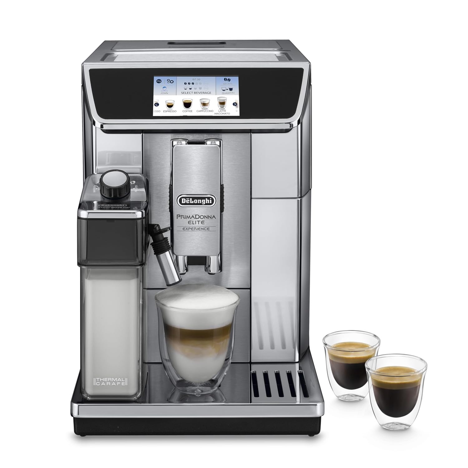 De'Longhi PrimaDonna Elite Experience ECAM650.85.MS, Automatic Coffee Machine, Steam Nozzle for Frothing Milk, Espresso and Cappuccino Machine, App Connectable, Stainless Steel, Metal - Image 1