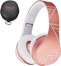 PowerLocus Casque Bluetooth sans Fil, Casque Audio stéréo Pliable sans Fil et Filaire avec Micro intégré, Micro SD/TF, FM pour iPhone/Wiko / Samsung/iPad / PC (Or rose) - Image 1