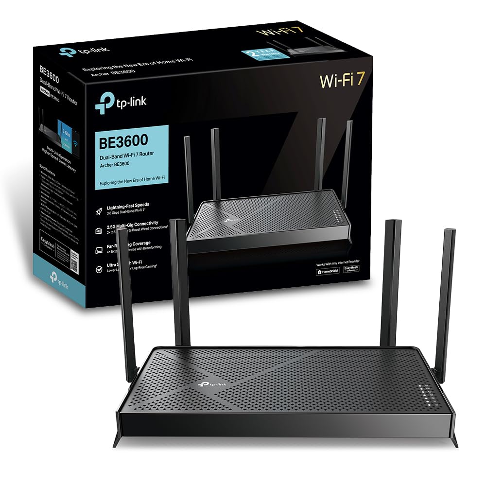 TP-Link Archer BE3600 WiFi Router, Speed up to 3.6Gbps, Dual Band, 2 Ports 2.5G, USB 3.0, 4 High Performance Antennas, EasyMesh, WPA3, Parental Control, Built-in Anti-Virus - Image 1