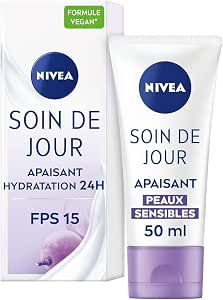 NIVEA - Soothing Day Care - Face Cream SPF 15 - Intense Hydration 24H - Nourishes - Grape Seed Oil & Licorice Extract - Melting Texture - Vegan Formula - Sensitive Skin - 50 ml - Image 1