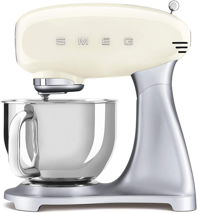 Smeg, SMF02CREU Pastry Processor, 10 Speed Levels, Step-On Function, Bowl 4.8 L, Safety Motor Lock, Flat Beater, Hook and Lid Included, 800W, Cream - Image 1
