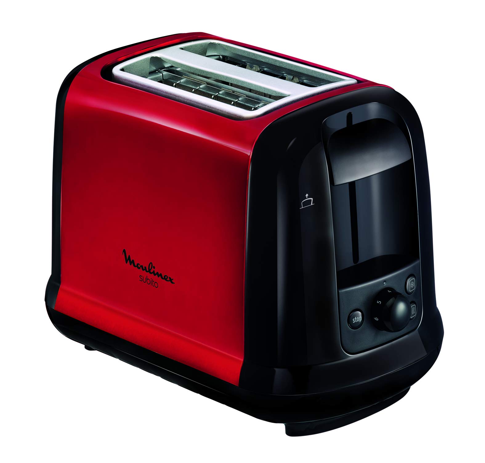 MOULINEX Subito LT260D11 Toaster with 2 Slots, Red Toaster, Thermostat 7 Positions, Decongating, Reheating, Extra High - Image 1
