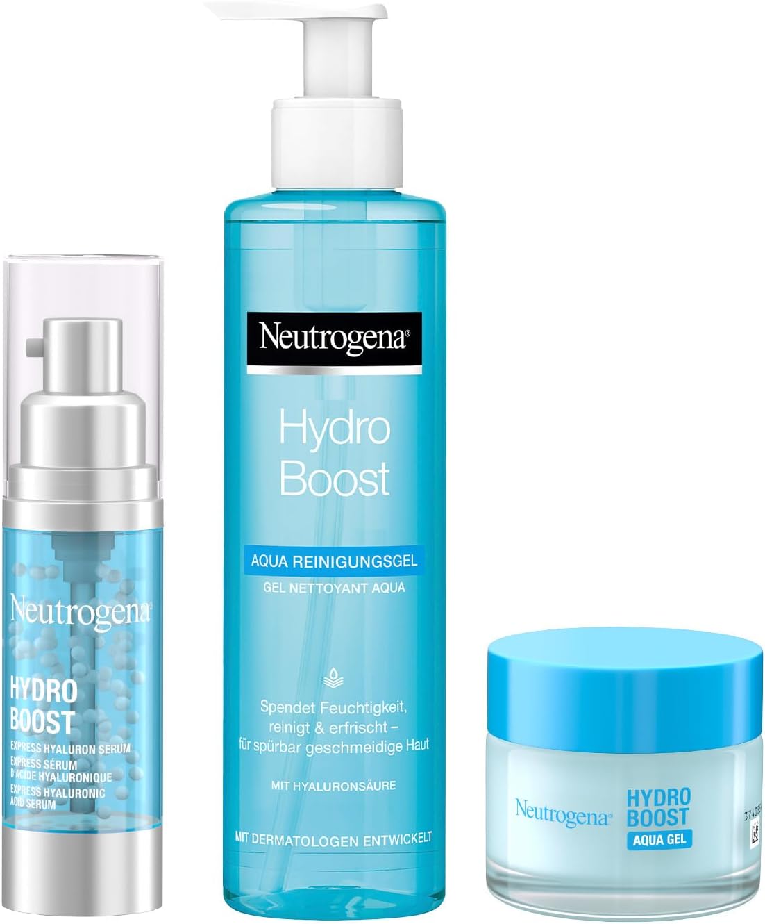 Neutrogena Hydro Boost Skincare Kit avec gel nettoyant Aqua Perles, sérum pour le visage et Aqua Gel, crème pour le visage et soin du visage à l'acide hyaluronique, idéal comme cadeau - Image 1
