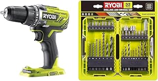 Ryobi - Perceuse-visseuse 18V - 2 vitesses - 50 Nm - 500-1 800 tr/min - 22 positions - mandrin 13 mm & Coffret Empilable 32 Accessoires Mixtes Perçage - Vissage - Boulonnage + 1 Porte-embout PH - Image 1