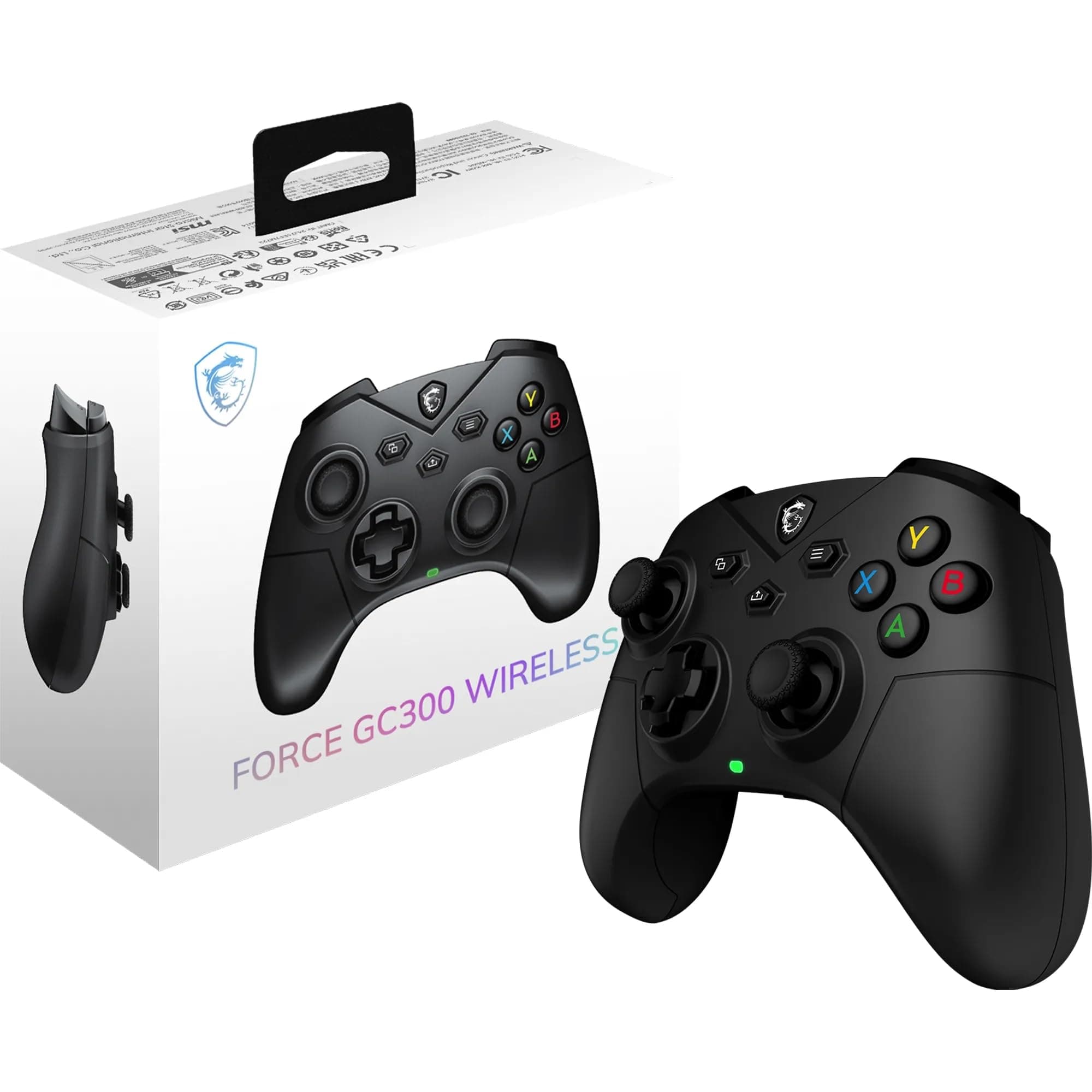MSI FORCE GC300 WIRELESS Gaming Controller for PC - 2.4GHz, Bluetooth, USB Type-C to A - Wired/Wireless, 600mAh Li-ion Battery (20h), Interchangeable D-Pad, Dual Vibration Motors