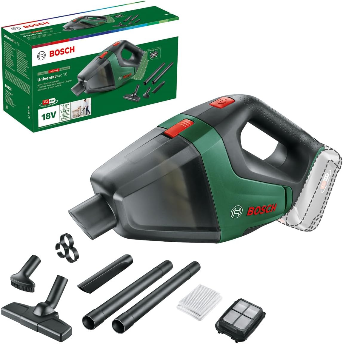 Bosch UniversalVac 18 Cordless Vacuum Cleaner (without Battery, 18 V System, in Cardboard Box) - Image 1