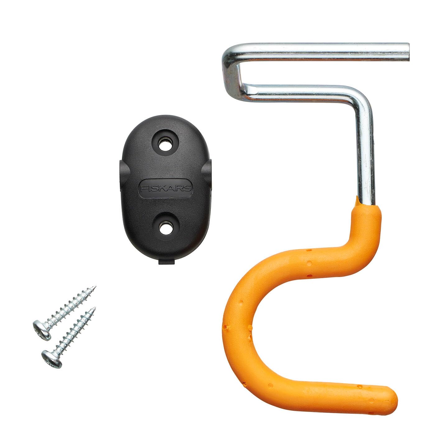 Fiskars 1057584 Heavy Duty S Shape Long Handle Garden Tools Wall Brackets Soft Coated Recycled Material Orange 3 Pieces - Image 1