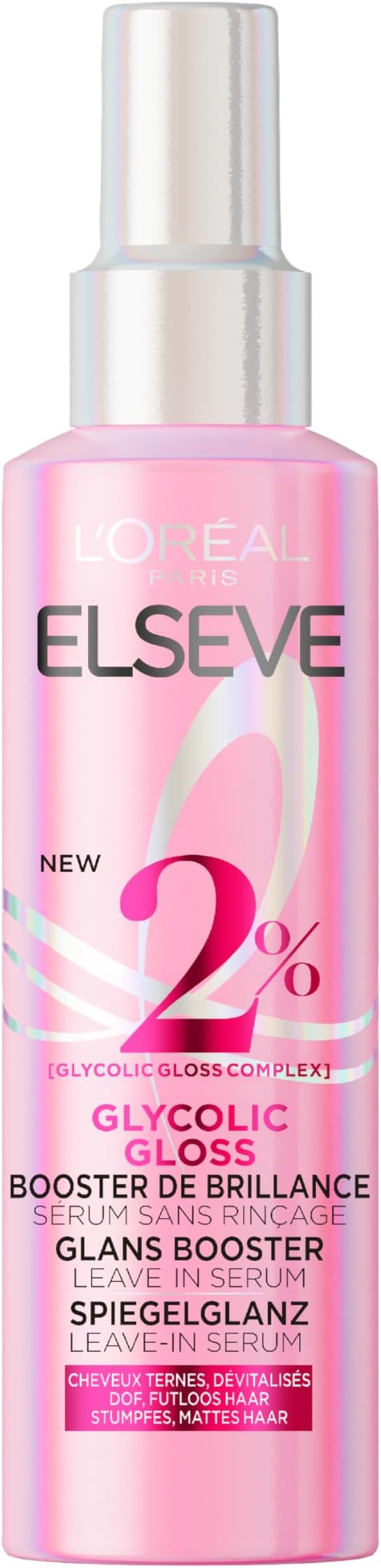 L'Oréal Paris - Shine Booster Serum Spray - Dull and Unbleached Hair - 24h Anti-Frizz - Thermo-Protection 230° - Enriched with Glycolic Acid - Elseve Glycolic Gloss 150 ml - Image 1