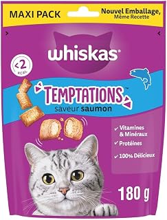 Whiskas Temptations Maxi Pack Friandises Saveur Saumon pour Chat Adulte 4x180g - Image 1