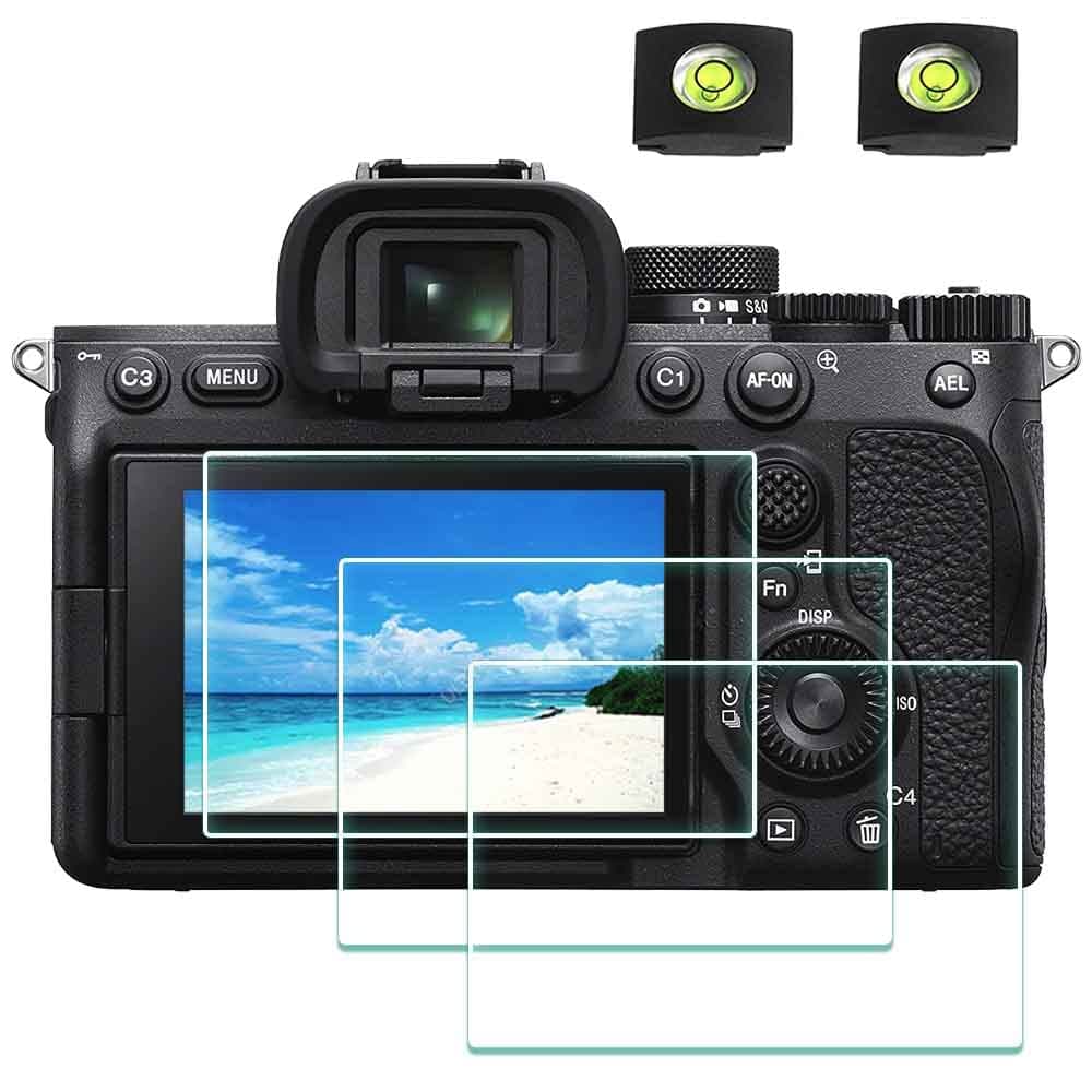 Screen Protectors for Sony A7 IV Alpha 7 IV A7IV 7IV Tempered Glass and Hot Shoe Cover 0.3 mm 9H Hardness – Pack of 3 + 2