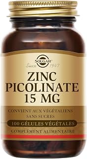 Solgar Zinc Picolinate 15mg - Défenses immunitaires - Zinc hautement assimilable - Nutriment Clé - Complément Alimentaire - Flacon de 100 gélules végétales - Image 1