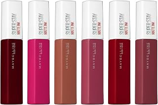Maybelline New York Lot de 6 rouges à lèvres Super Stay Matte Ink en six nuances différentes, 6 x 5 ml - Image 1