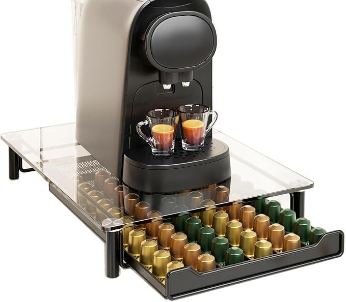Tempered Glass Storage Drawer Compatible with Nespresso OriginalLine - Holds 60 Coffee Pods - Kitchen Organizer - Image 1