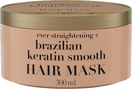 OGX | Brazilian Keratin Smoothing Hair Mask (300ml Pot) - Hair Mask to Regenerate Hair and Facilitate Styling - Mask for Shiny and Soft Hair - Image 1