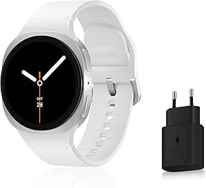 Samsung Galaxy Watch8, Smart Watch, Running Coach, Sleep Coach, Galaxy AI, Bluetooth, 40 mm, Silver, 25W Fast Mains Charger Included, FR Version - Image 1
