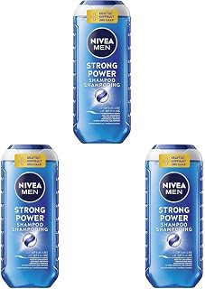 NIVEA MEN Strong Power Shampooing 250 ml pour homme aux minéraux marins Shampooing revitalisant pour cheveux dévitalisants (Lot de 3) - Image 1