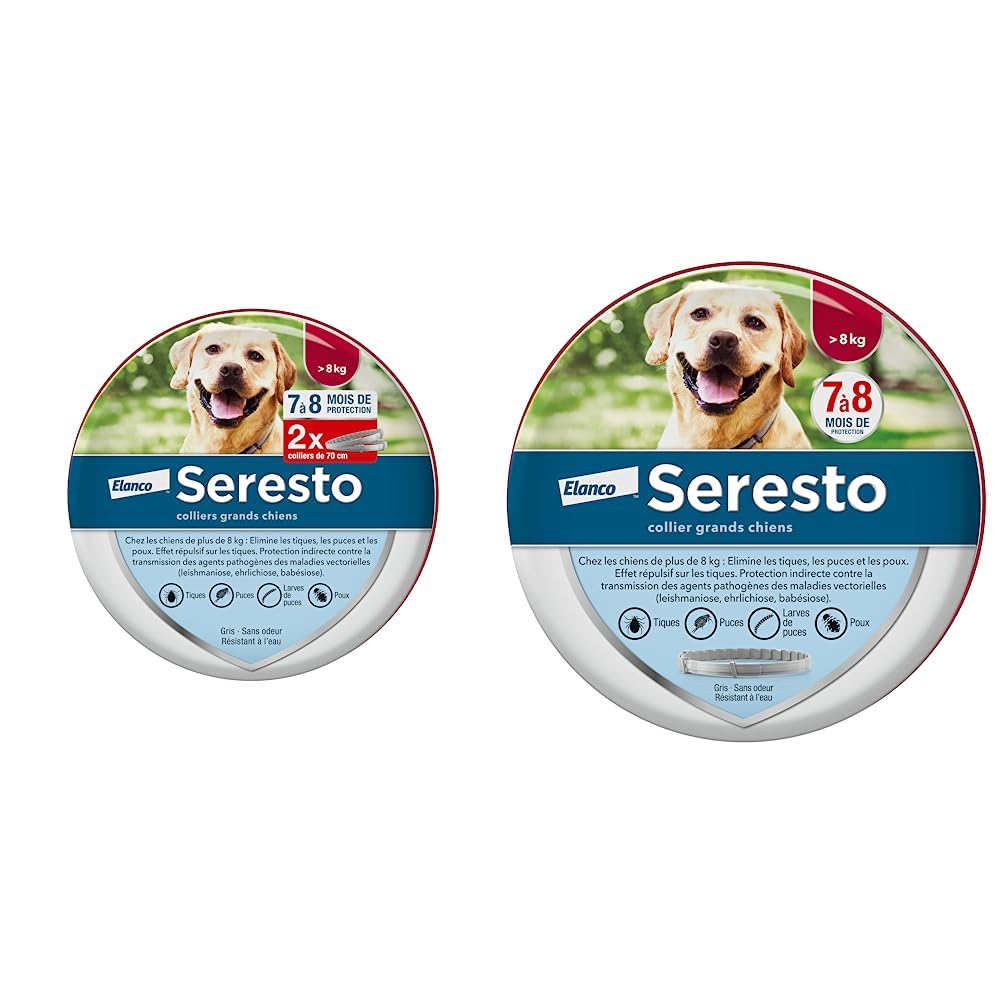 Seresto Dog – Flea and Anti-Tick Collars for Large Dogs – Over 8 kg – 2 Collars & Elanco SERESTO Bodycare – Flea and Anti-Tick Collar for Large Dogs - Image 1