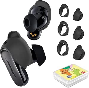 3 Pairs Earphone Adjustment Kit Compatible with Bose QuietComfort Ultra/Bose QuietComfort II, Silicone Replacement Cover for Boss Earbuds, 3 Sizes (Black) - Image 1