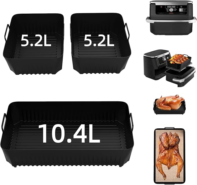 Air Fryer Mould, Air Fryer Accessories for Ninja Foodi Flexdrawer 10.4L AF500EU, 3-Piece Set, Silicone Mat for Fryer, Ninja Air Fryer Mould, Air Fryer Accessories - Image 1