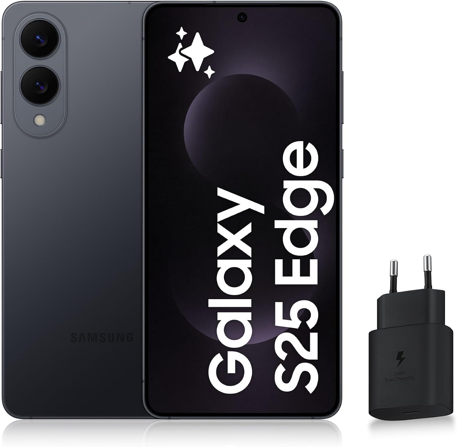 Samsung Galaxy S25 Edge, Android 5G Smartphone with Galaxy AI, 256GB, 25W Fast Mains Charger Included, Unlocked Smartphone, Absolute Titanium Black, FR Version - Image 1